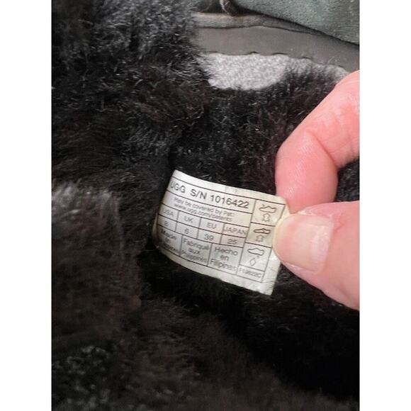 UGG Mini Bailey Button II Mid-Calf Boots -Sheepskin- Womens Size 8 Black 1016422 - Picture 8 of 9